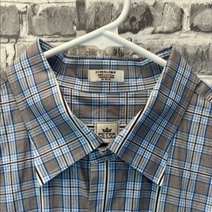 Peter Millar Men's Blue and Brown‎ Checkered Shirt